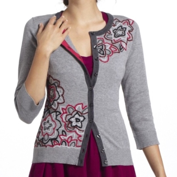 Anthropologie Sweaters - Anthropologie Tabitha Grey Embroidered Cardigan